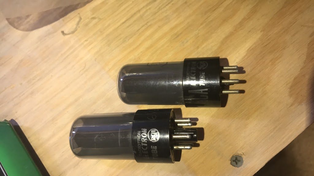 Original photo showing vacuum tubes before cleanup